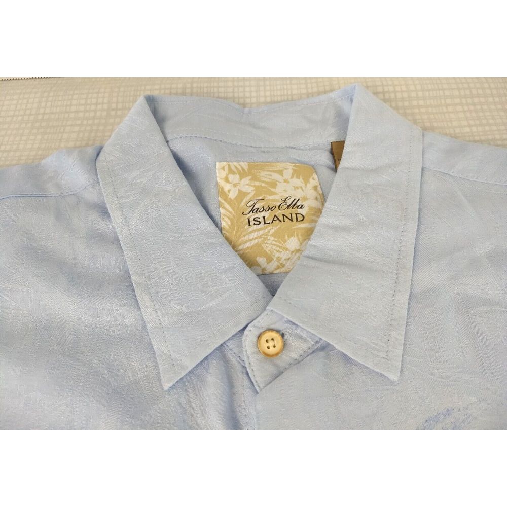 Tasso Elba Island Ombre Shirt Men XXL Rayon Button Up Blue Hawaiian 2XL NWT READ - Picture 2 of 16